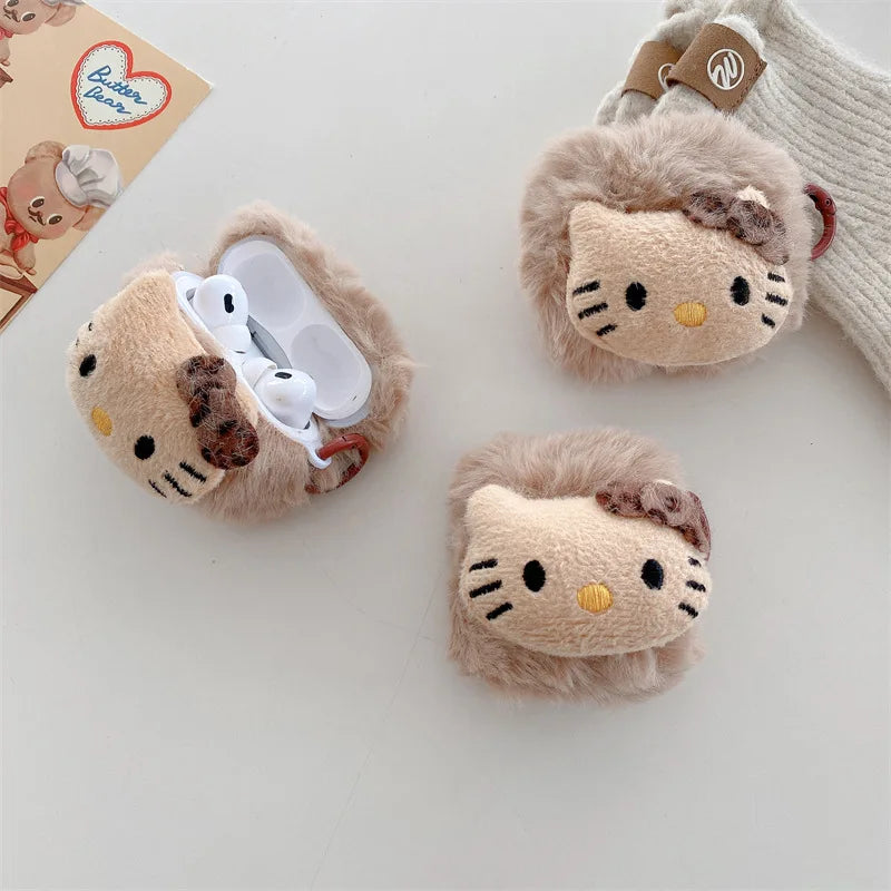 For Airpods 4 Case 2024,Hello Kitty Brown Plush Protective Earphone TPU Cover For Airpods 4 Case/Airpods Pro 2 Caae Girls Women For Airpods 4 Case 2024,Hello Kitty Brown Plush Protective Earphone TPU Cover For Airpods 4 Case/Airpods Pro 2 Caae Girls Women